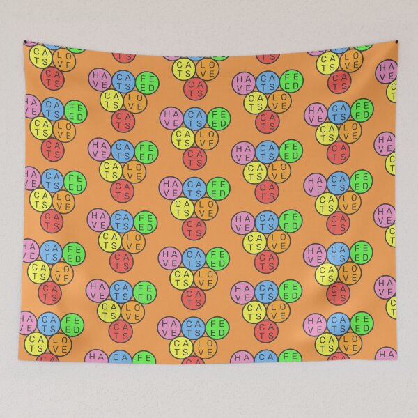 Item preview, Have cats, feed cats, love cats - Upside down circles Pyramid - Pastel colors rainbow - Dark text - Violet to red designed and sold by RainbowWordLand.