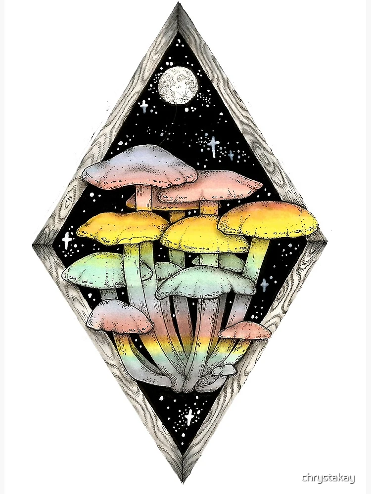 Mushroom Jar, Vintage Psychedelic Rainbow Illustration Postcard for Sale  by chrystakay