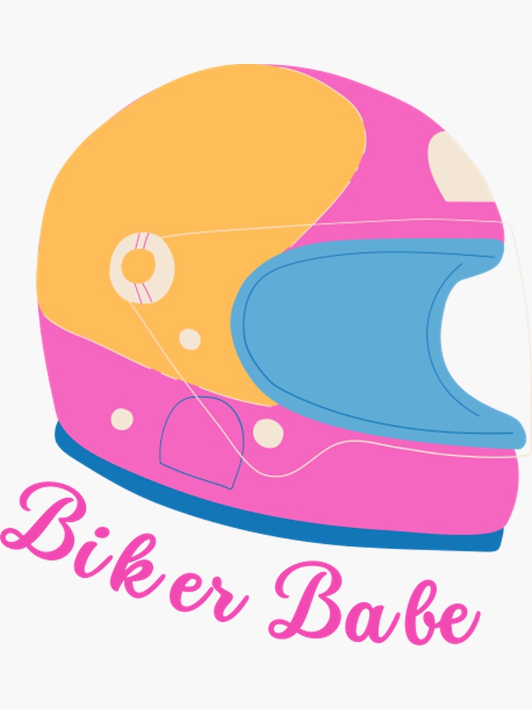 "Biker Babe Pink Helmet" Sticker for Sale by GeviPerti Redbubble