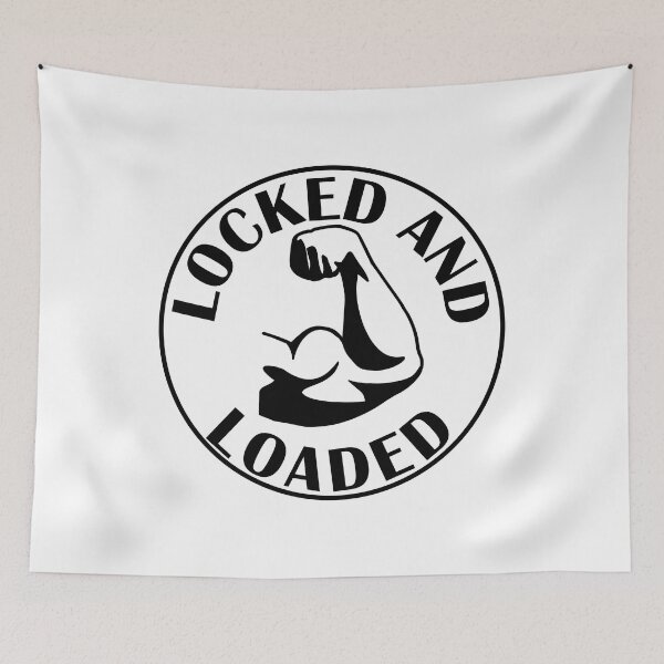 Item preview, Locked and loaded bicep arm funny gym designed and sold by designsbyted.