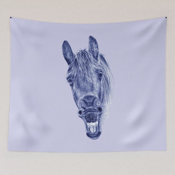 Item preview, Portrait of a yawning Friesian - blue colorized version designed and sold by SylvieG18.