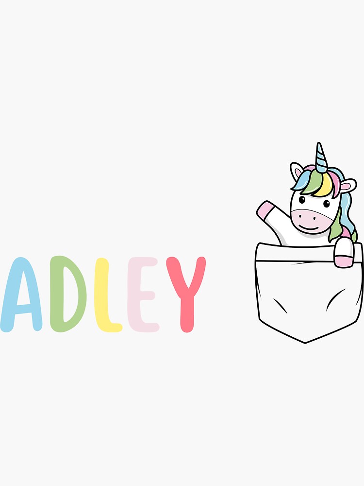 "A For Adley Unicorn in pocket" Sticker for Sale by VanshGraphics