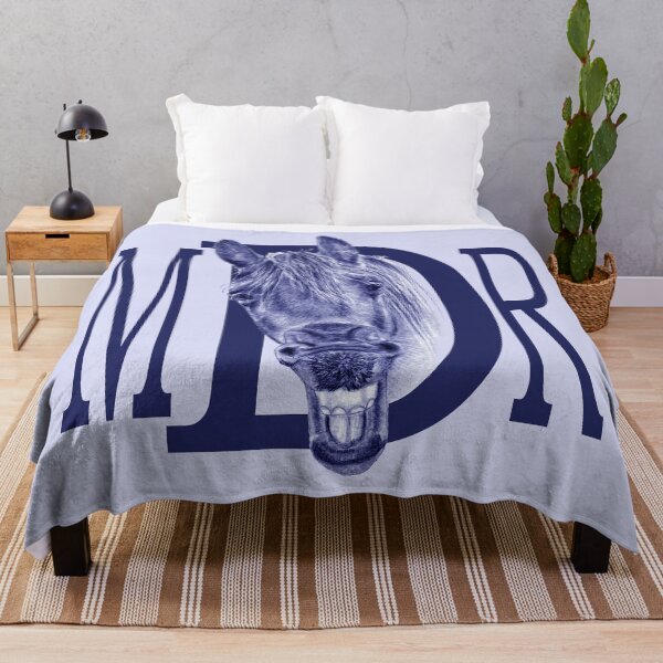 Item preview, Portrait of a yawning Friesian, with text - blue colorized version designed and sold by SylvieG18.