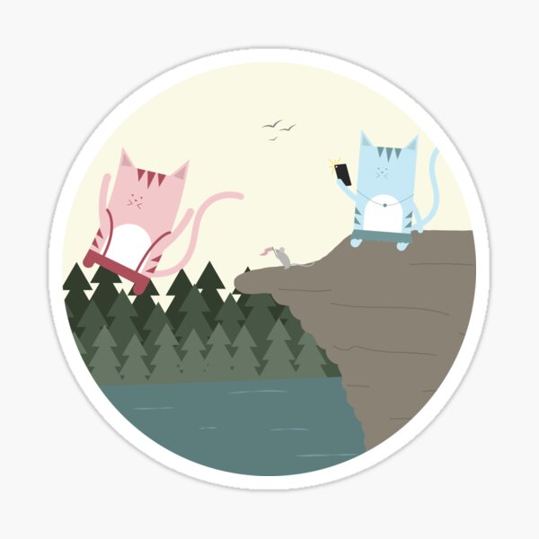 Traveling Tabbies: Cliff Jumping Sticker