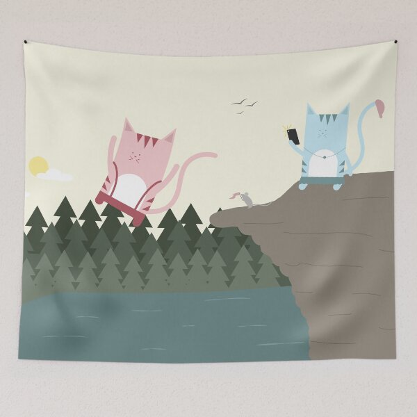 Item preview, Traveling Tabbies: Cliff Jumping designed and sold by Jessica Emery-McGregor.