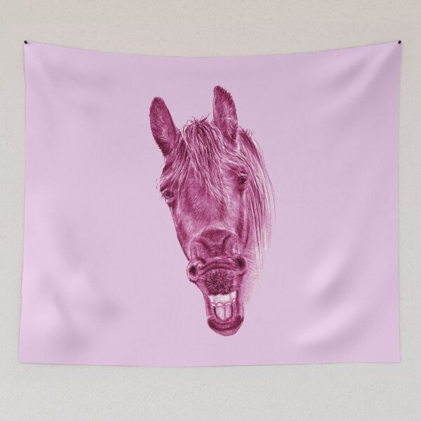 Item preview, Portrait of a Yawning Friesian - purple-pink colorized version designed and sold by SylvieG18.