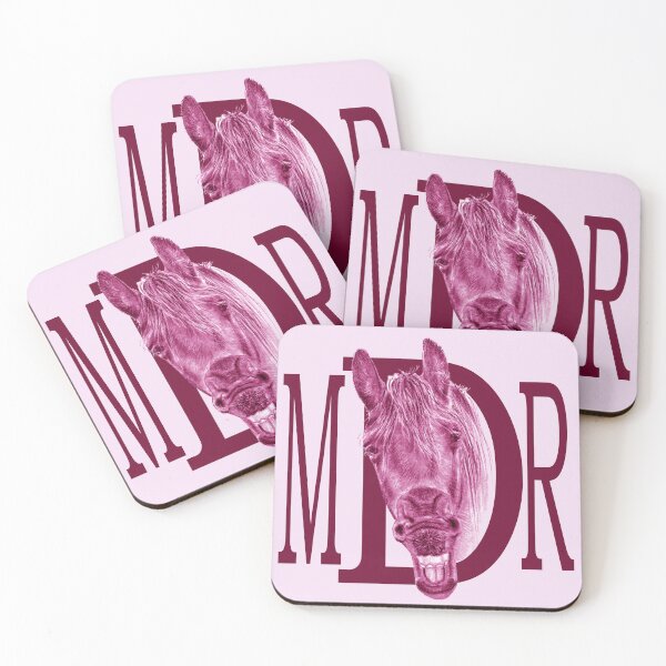 Item preview, Portrait of a yawning Friesian, with text - purple-pink colorized version designed and sold by SylvieG18.
