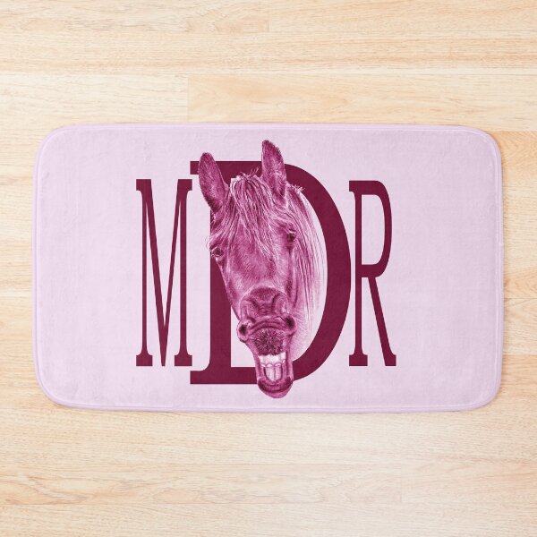 Item preview, Portrait of a yawning Friesian, with text - purple-pink colorized version designed and sold by SylvieG18.