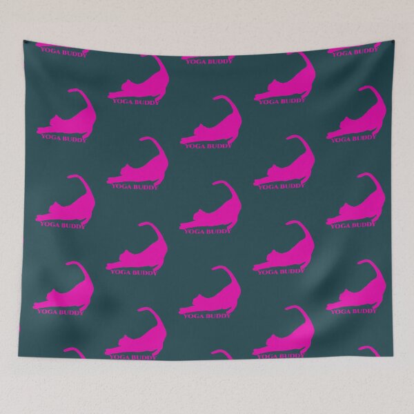 Item preview, Halfmoon Yoga Pose Yoga Buddy Cat Hot Pink Long designed and sold by PennysCrafts.