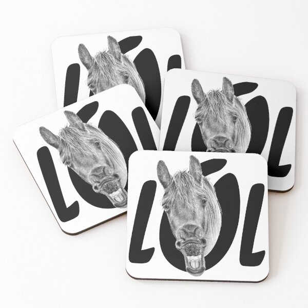 Item preview, Portrait of a Friesian yawning, with text LOL designed and sold by SylvieG18.