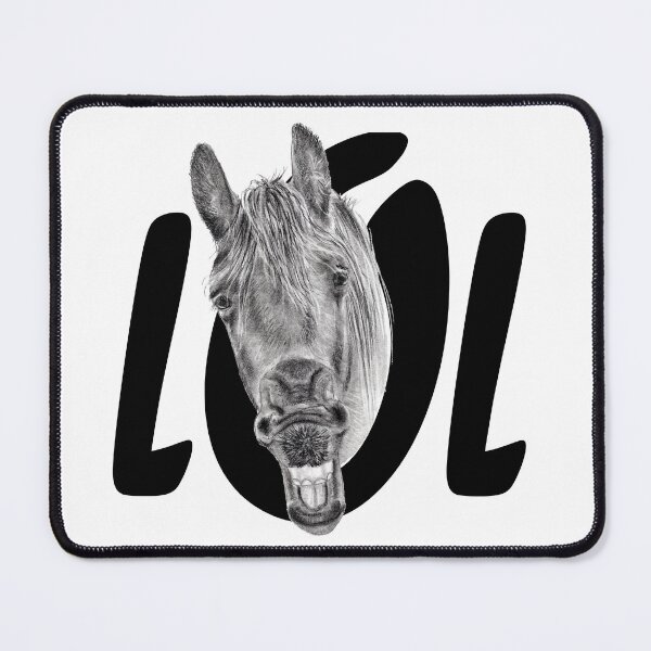 Item preview, Portrait of a Friesian yawning, with text LOL designed and sold by SylvieG18.
