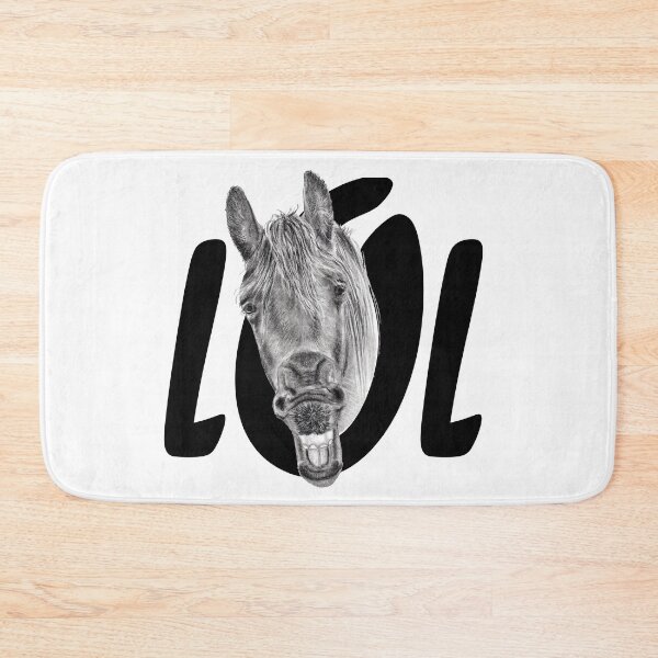 Item preview, Portrait of a Friesian yawning, with text LOL designed and sold by SylvieG18.