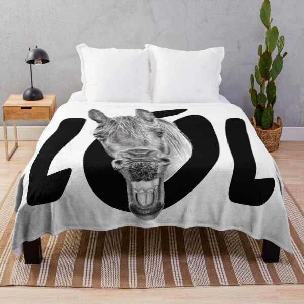 Item preview, Portrait of a Friesian yawning, with text LOL designed and sold by SylvieG18.