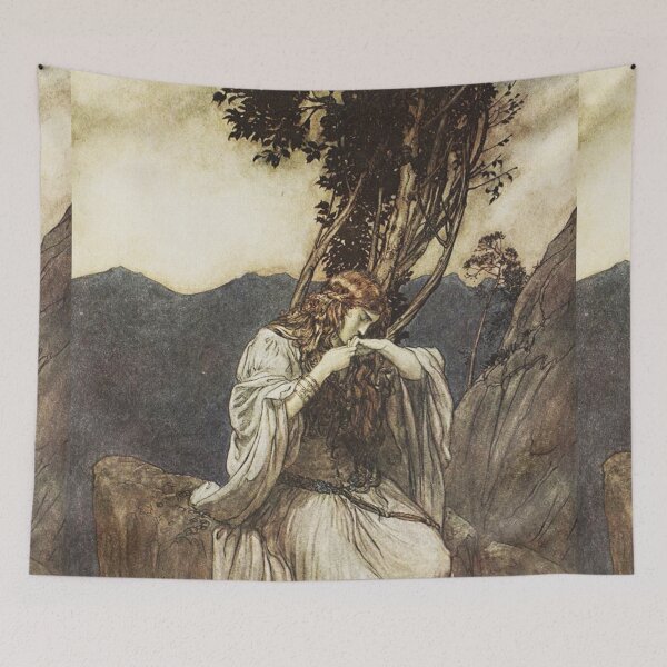 Item preview, Brunhilde kisses the ring that Siegfried has left with her  - Arthur Rackham designed and sold by Vintage Designs +.
