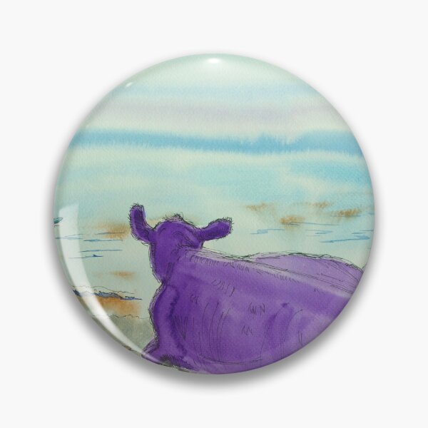 Item preview, Pintura de playa surrealista con vaca morada y paddleboarders designed and sold by MikeJory.
