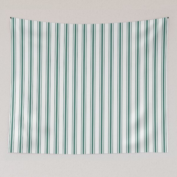 Item preview, Large Celebration Town Dark Green Vertical Mattress Ticking on White designed and sold by CelebrationTown.