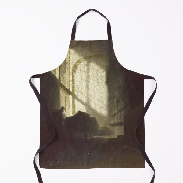 Item preview, A Man seated reading at a Table in a Lofty Room - after Rembrandt designed and sold by Vintage Designs +.