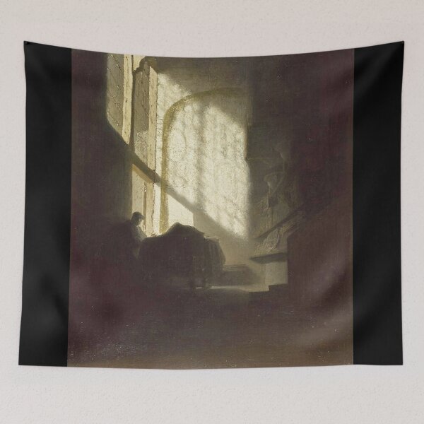 Item preview,  A Man seated reading at a Table in a Lofty Room - after Rembrandt designed and sold by Vintage Designs +.