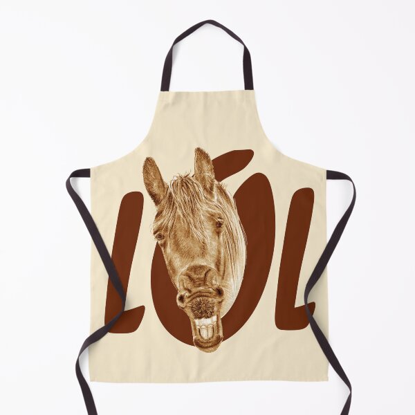 Item preview, Portrait of a Friesian yawning, with text LOL - brown colorized version designed and sold by SylvieG18.