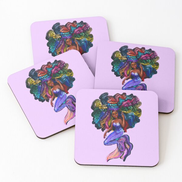 Item preview, African American mermaid with flowing rainbow braids. African American Mermaids designed and sold by Artonmytee.
