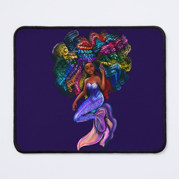 Item preview, African American mermaid with flowing rainbow braids. African American Mermaids designed and sold by Artonmytee.