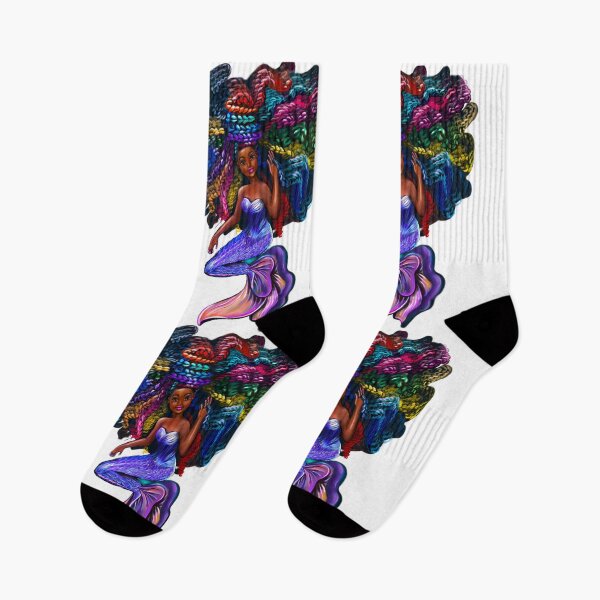 Item preview, African American mermaid with flowing rainbow braids. African American Mermaids designed and sold by Artonmytee.