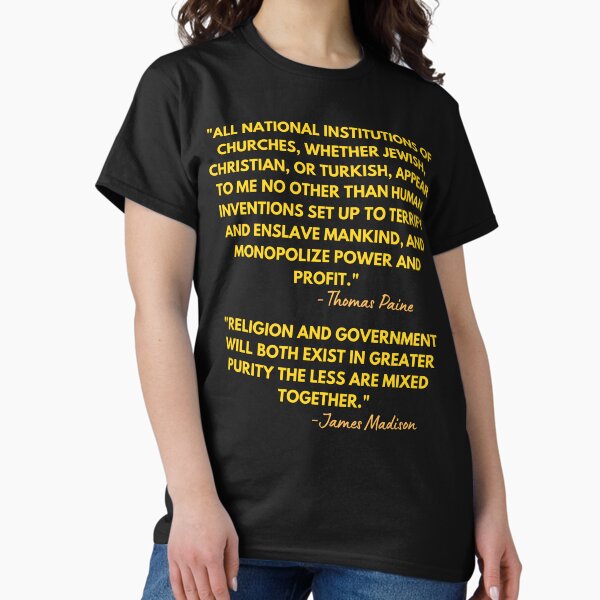 Item preview, Anti Christianity Quotes Original Design Tee and Sticker | thomas paine quote | james madison quote  designed and sold by sugarcube1999.