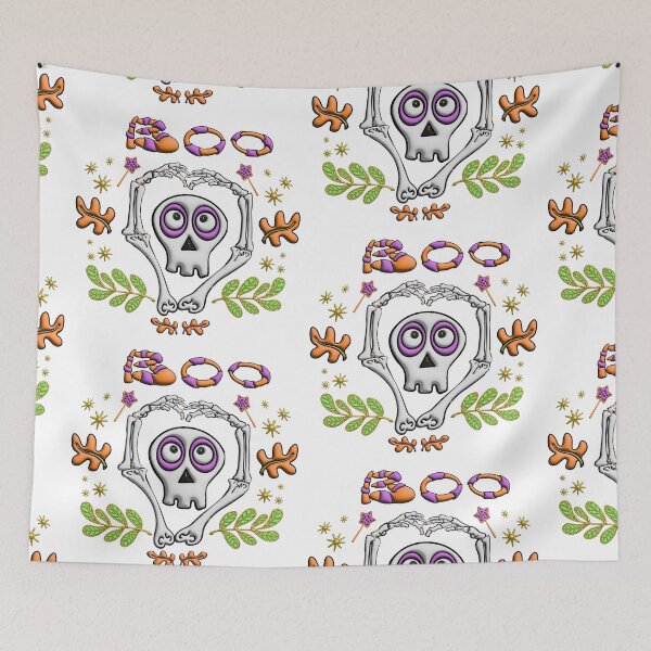 Item preview, Volumetric illustration of Halloween. Bones, web, bats, autumn leaves  designed and sold by Anastasiia Yurevych.