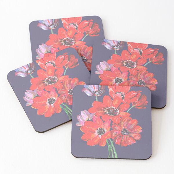 Item preview, A Posy Of Wild Red And Lilac Anemone Coronaria Isolated  designed and sold by taiche.