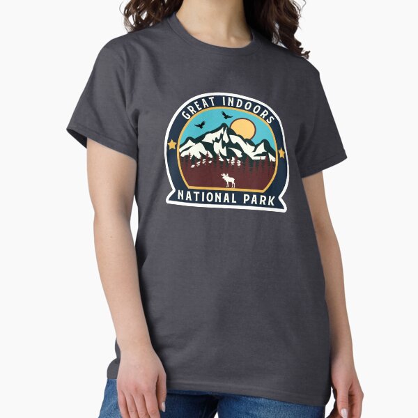 Vista previa del artículo con la obra «Parque Nacional Great Indoors-Vintage», diseñado y vendido por Road-tees.