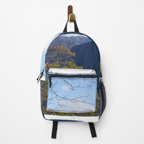 Item preview, Beautiful mountains, lake and green leaves from a tree designed and sold by Shirusu.