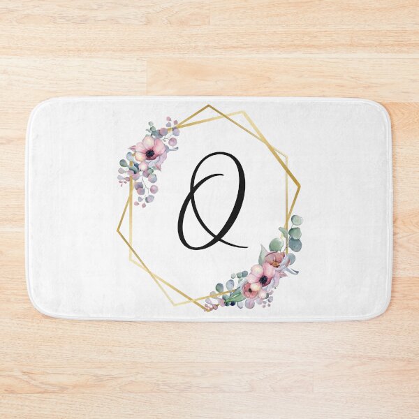 Artikelvorschau, Monogrammbuchstabe Q | Lila Blüten mit goldenen Rändern entworfen und verkauft von JustSeasons.