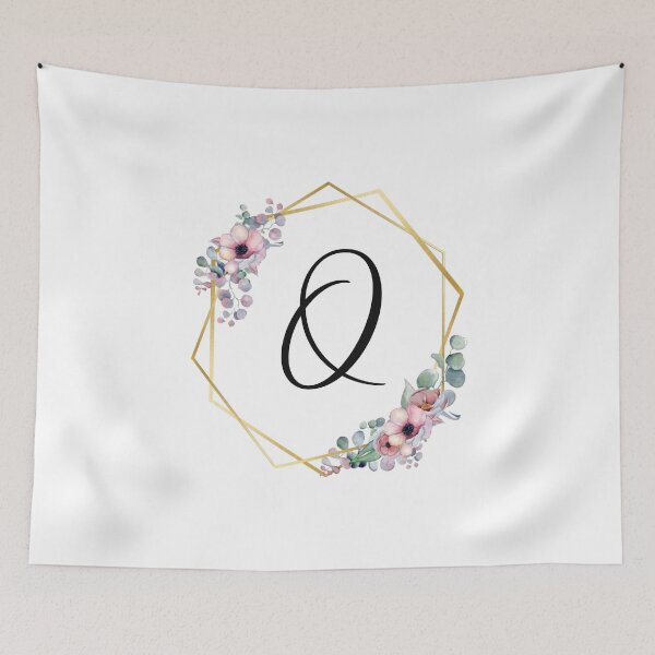 Artikelvorschau, Monogrammbuchstabe Q | Lila Blüten mit goldenen Rändern entworfen und verkauft von JustSeasons.