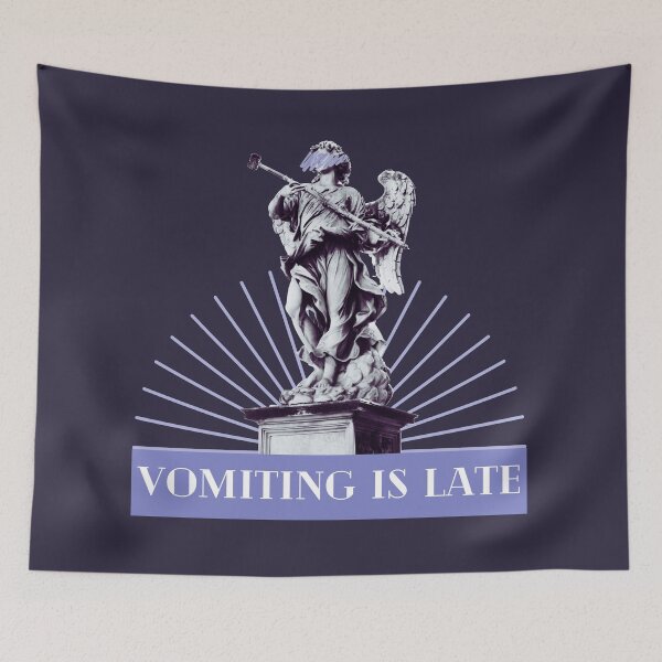 Item preview, Vomiting is Late - Weird Funny Bad Translation designed and sold by raspberry-tea.
