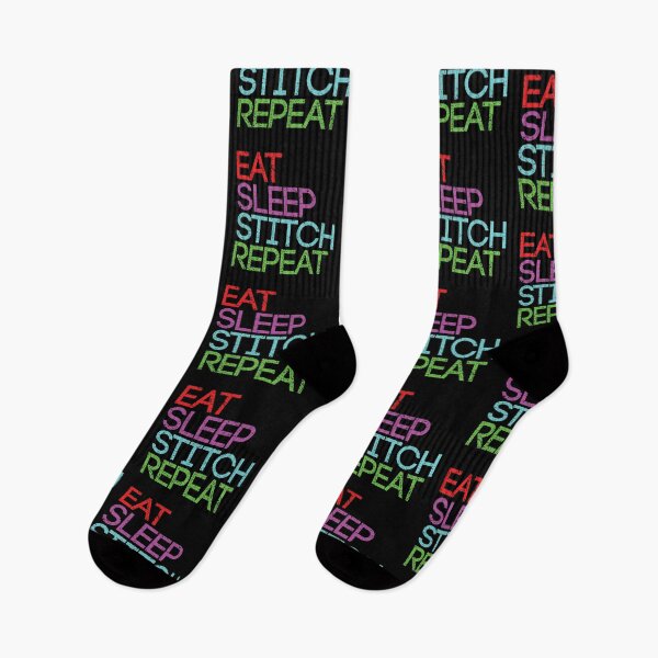 Item preview, EAT SLEEP STITCH REPEAT distressed vintage artist slogan text design designed and sold by MacPean.