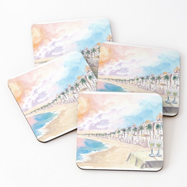 Item preview, Sunset Dinner at Beach with Promenade Des Anglais Nice France designed and sold by artshop77.