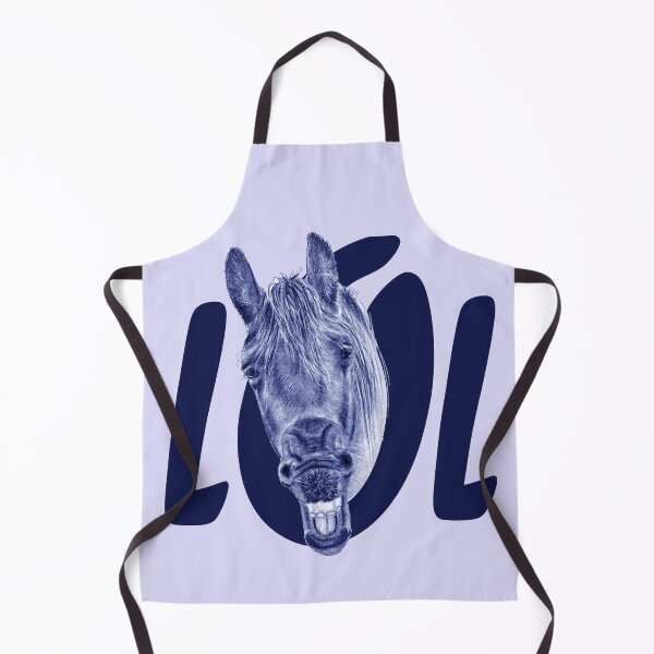 Item preview, Portrait of a Friesian yawning, with text LOL - blue colorized version designed and sold by SylvieG18.