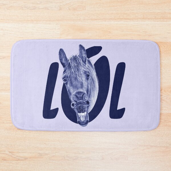 Item preview, Portrait of a Friesian yawning, with text LOL - blue colorized version designed and sold by SylvieG18.