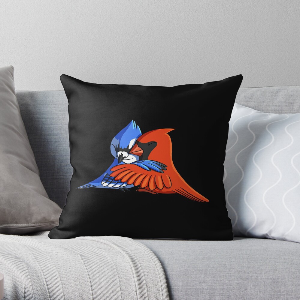 Blue Jay Bird Hugging Northern Cardinal Poster by alwe-designs