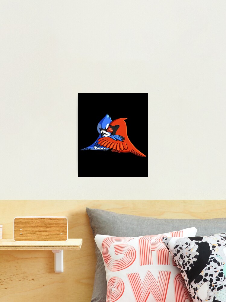 Blue Jay Bird Hugging Northern Cardinal Poster by alwe-designs