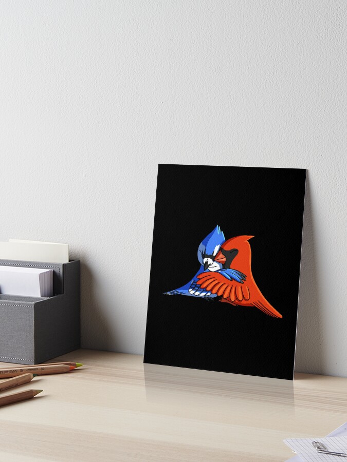 Blue Jay Bird Hugging Northern Cardinal Poster by alwe-designs