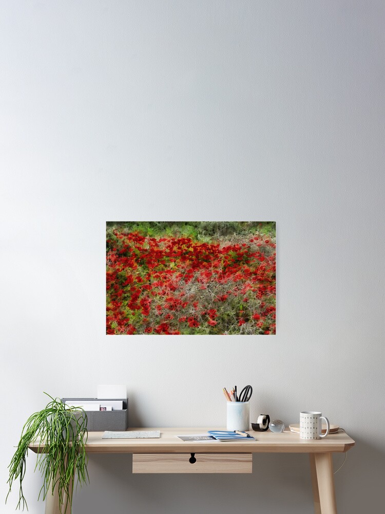 Póster «Hermosas anémonas de flores silvestres rojas Arte abstracto» de  taiche | Redbubble