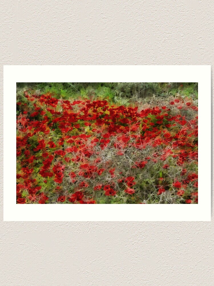 Lámina artística «Hermosas anémonas de flores silvestres rojas Arte  abstracto» de taiche | Redbubble