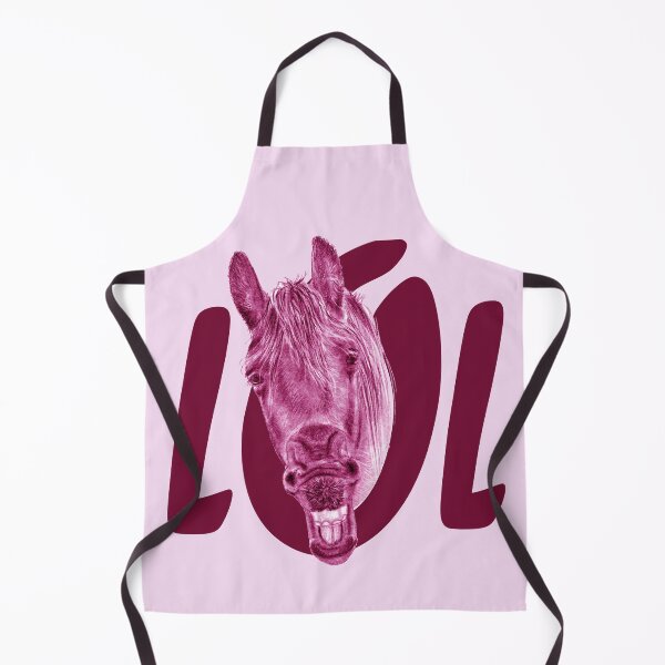Item preview, Portrait of a Friesian yawning, with text LOL - purple-pink colorized version designed and sold by SylvieG18.