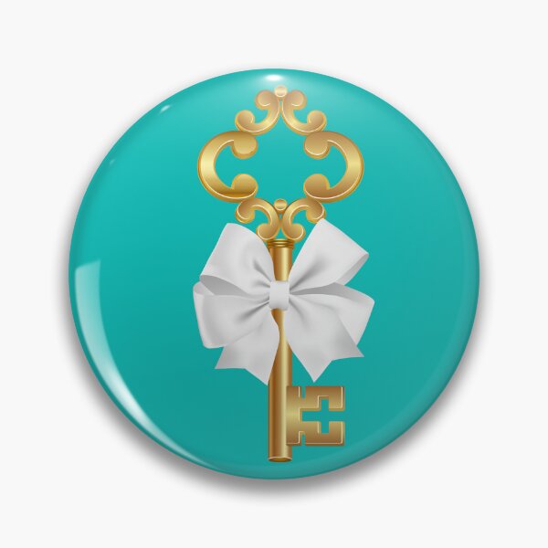 Item preview, Gold Key & White Bow - Robin's Egg Blue Turquoise designed and sold by gtgbrown.