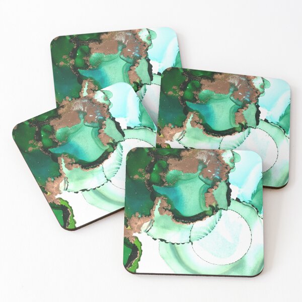 Item preview, One Green bubble abstract art with golden lustres designed and sold by Jenie Yolland.