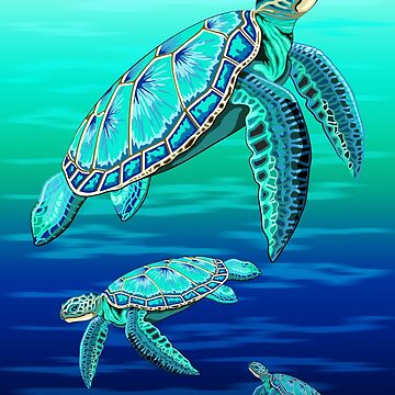 Artwork thumbnail, Sea Turtle Turquoise Oceanlife by BluedarkArt