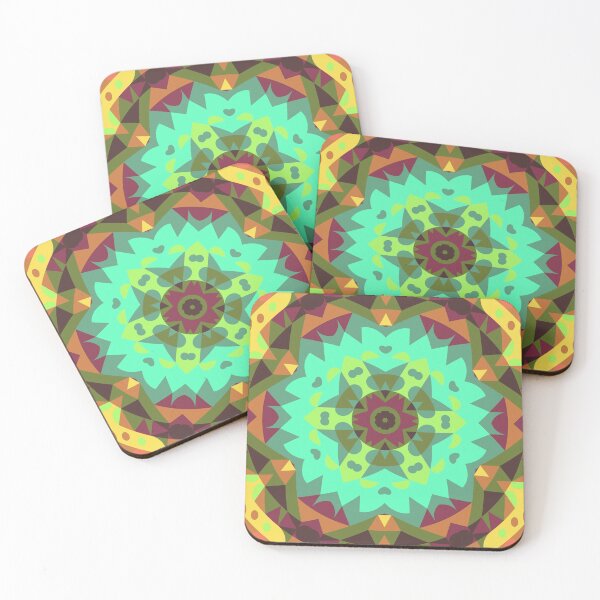 Item preview, Retro Mandala Flower Green Purple and Orange designed and sold by WormholeOrbital.