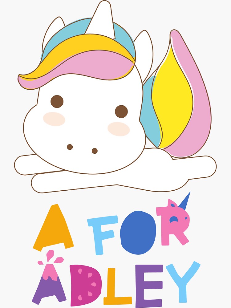 "A For Adley Sleeping Unicorn " Sticker for Sale by VanshGraphics