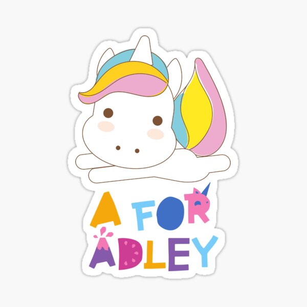 "A For Adley Sleeping Unicorn " Sticker for Sale by VanshGraphics